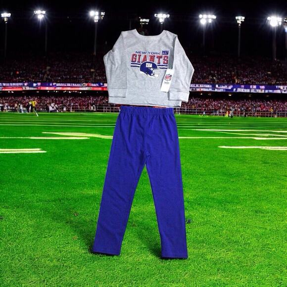 New York Giants NFL Toddler Boys Long Sleeve Top & Pants Sleepwear Set: 4T NWT - Picture 1 of 11